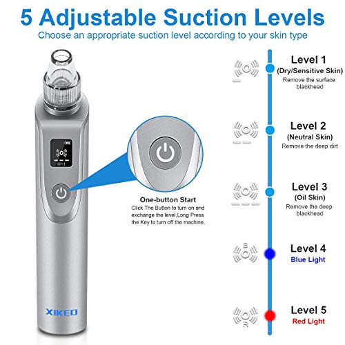 Blackhead Remover Vacuum-Pore Cleaner Vacuum Electric Suction Facial Comedo Acne Extractor Tool with LED Display for…