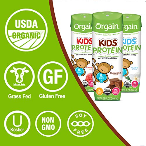 Orgain Organic Kids Protein Nutritional Shake, Chocolate – 8g of Protein, 22 Vitamins & Minerals, Fruits & Vegetables…