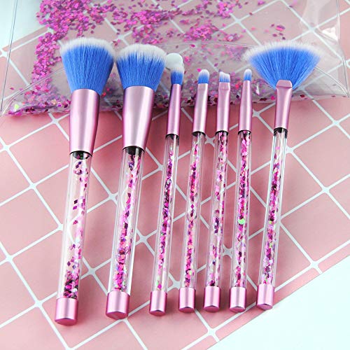 Makeup Brushes, 7PCS Glitter Quicksand Handle Makeup Brush Set for Foundation Powder Blush Eyeshadow with Case Beautiful…