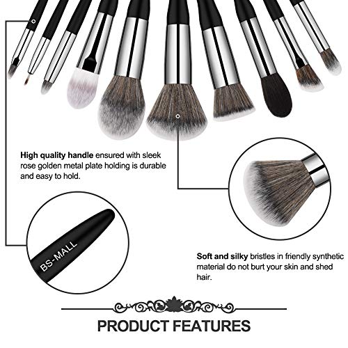 BS-MALL Makeup Brush Set 16pcs Makeup Brushes Premium Synthetic Bristles Powder Foundation Blush Contour Concealers Lip…