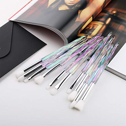 Kingtree Eyeshadow Makeup Brushes, 10PCS Crystal Brushes for Eye Makeup Premium Synthetic Bristles Eyeshadow Eyeliner…