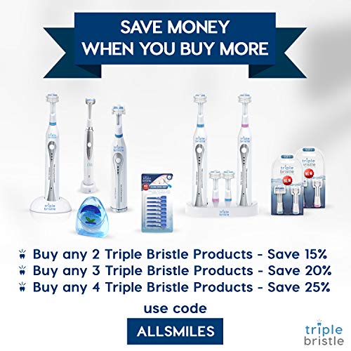 Triple Bristle Original Sonic Toothbrush | Rechargeable 31,000 VPM Tooth Brush | Patented 3 Head Design | Angled…