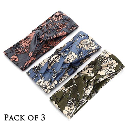 Catery Boho Headbands Criss Cross Headband Bohemia Floal Twist Head Wrap Hair Band Vintage Stylish Elastic Turban…