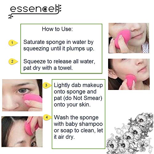 Essencell Cosmetic Pro Makeup Blender Sponges 2pc Pack – Easily Blend Liquid Foundation,Highlight and Contour-Flawless…