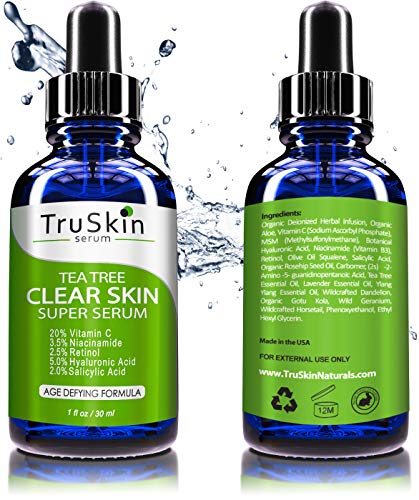 TruSkin Tea Tree Clear Skin Super Serum, Formulated with Tea Tree Oil, Vitamin C, Salicylic Acid, Niacinamide & Retinol…