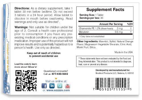 OZzzz’s Sleep Aid for Children, with Melatonin and Chamomile, Pediatrician Formulated, Zero Sugar, Vegan, Orange Dream…