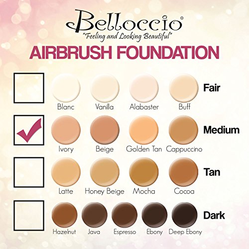 Belloccio Medium Color Shade Foundation Set – Professional Cosmetic Airbrush Makeup in 1/2 oz Bottles