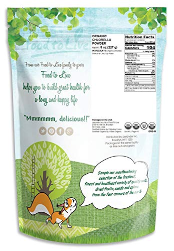 Organic Chlorella Powder, 8 Ounces — Non-GMO, Kosher, Raw Green Algae, Vegan Superfood, Bulk, Pure Vegan Green Protein…