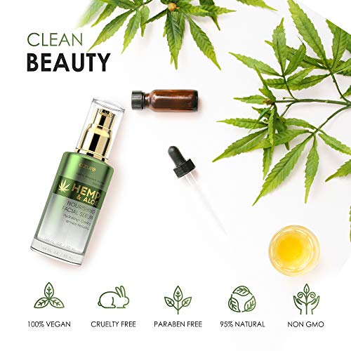 AZURE Hemp & Aloe Nourishing Facial Serum – Moisturizing, Calming & Revitalizing | Reduces Wrinkles, Fine Lines…