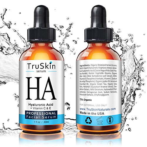 TruSkin Hyaluronic Acid Serum for Face with Vitamin C, Vitamin E and Green Tea, Plant-Powered Anti-Aging Facial Skin…