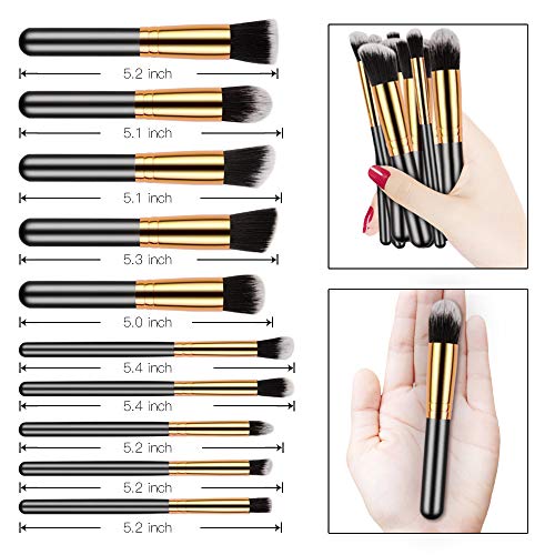 Makeup Brush Set – Premium Synthetic 10pcs Mini Eyeshadow Powder Eyebrow Eyeliner Blush Foundation Concealer Cosmetic…