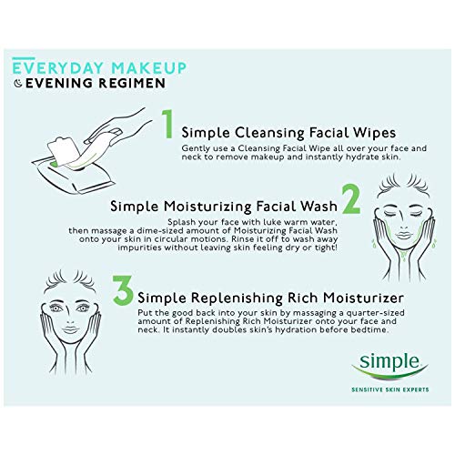 Simple for Sensitive Skin Face Cleansing Wipes 25 wipes, 4 count