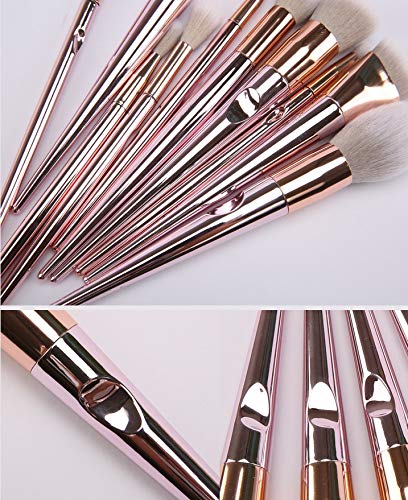 Makeup Brushes,10pcs Rose Gold Makeup Brushes Set For Women Daily Powder Eyeshadow Foundation Concealer Eyebrow Blending…