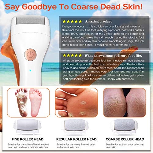 Electric Foot Callus Remover,Portable Electronic Foot File Pedicure Tools, Pedicure Tools with 3 Rollers and USB…