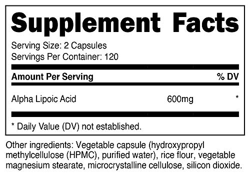Nutricost Alpha Lipoic Acid 600mg Per Serving, 240 Capsules – Gluten Free, Vegetarian Capsules, Soy Free & Non-GMO