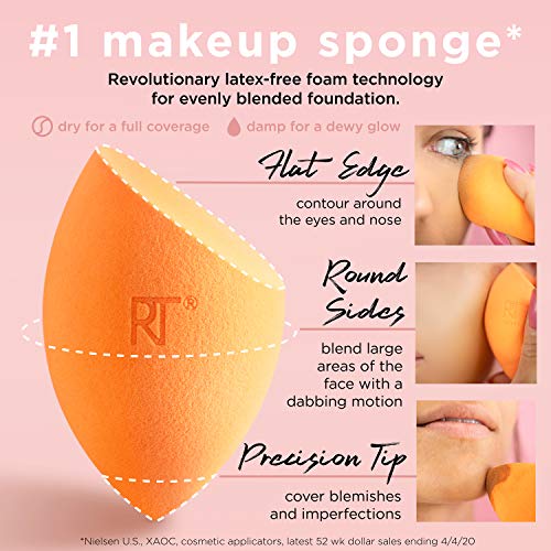 Real Techniques Miracle Complexion Sponge, Makeup Blending Sponge, For Foundation, Offers Light To Medium Coverage…