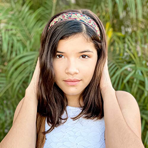 6 Boho Headbands for Women Hair, Stretch Non Slip 70s Headband, Womens Fabric Headwraps, Yoga Head Bands, Stylish Girls…