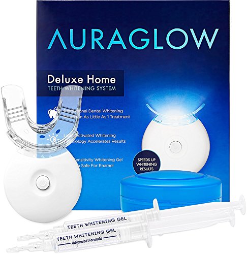 Auraglow Teeth Whitening Kit with LED Light, 35% Carbamide Peroxide Gel, 20+ Whitening Treatments, (2) 10mL Whitening…