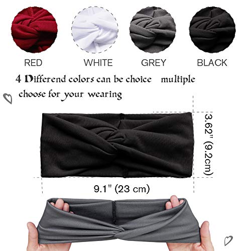 4 Pack Women Fashion Headbands Head Wrap Stretchy Hair band Twisted Cute Hair Accessories Lightweight Soft Wicking…