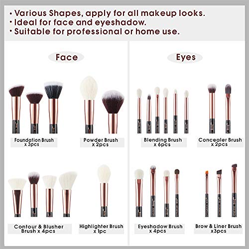 Jessup Brand 25pcs Professional Makeup Brush Set Beauty Cosmetic Foundation Powder Blusher Eyeshadow Blending Natural…