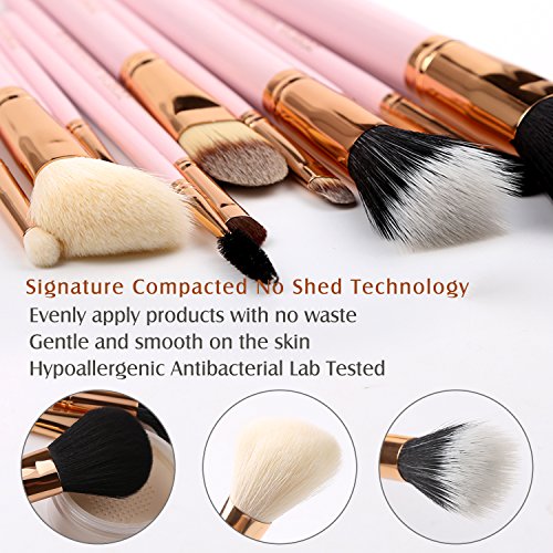 Zoreya Makeup Brush Set 12pcs Pink Synthetic Makeup Brushes Travel Set With Holder Makeup Brush Organizer Foundation…