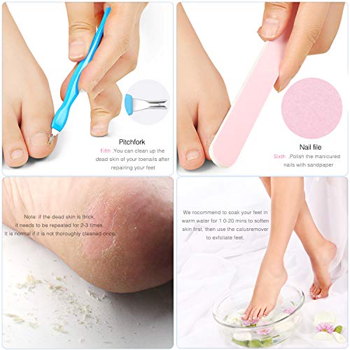 Professional Pedicure Tools Kit 20 in 1,Foot Care Kit Stainless Steel Foot Rasp Foot Peel and Callus Clean Foot Dead…
