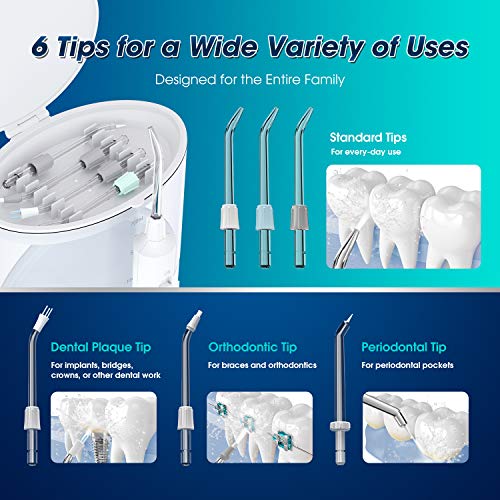 X-WAVES Water Flosser Electric Dental Countertop Professional Oral Irrigator for Teeth, 6 multifunctional jet tips, 10…