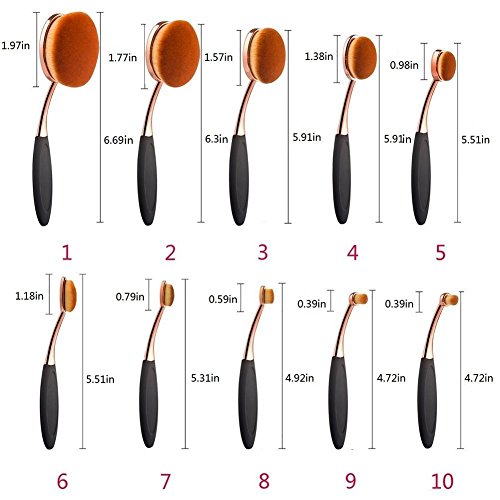 Yoseng Makeup Brushes Set 10Pcs Professional Oval Toothbrush Foundation Cream Contour Powder Blush Conceler Eyeliner…