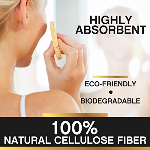 Facial Sponges 100% Natural Compressed Cellulose (50 Count Pack) | Eco-Friendly & Reusable | Makeup Remover Pads/Sponge…