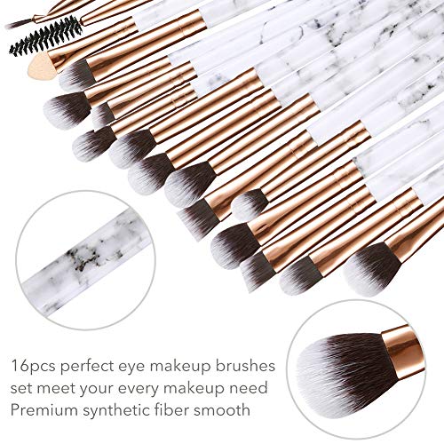 Eye Makeup Brushes DUAIU 16Pcs Eyeshadow brushes Eyebrow Eyeliner Blending Brush Premium Synthetic & Marble Handle…