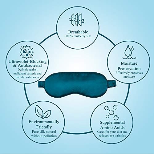 Silk Sleep Mask Eye Mask Blindfold with Double Layer Silk Filling and Elastic Strap for Full Night’s Sleep, Travel and…