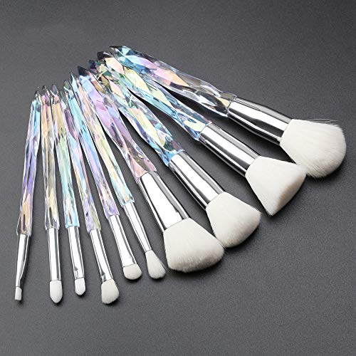 Makeup Brushes Crystal Handle Set, Tenmon 10 PCS Crystal Transparent Handle Kabuki Powder Foundation Brush Concealer Eye…