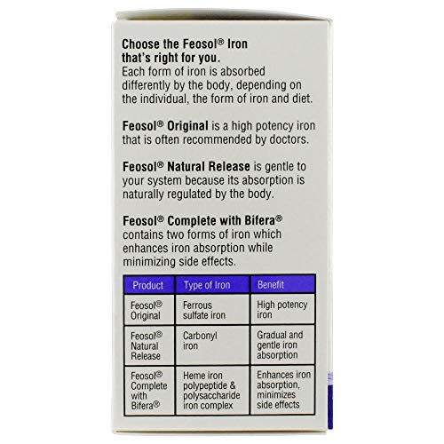 Feosol Complete Iron Supplement Caplets, Bifera Iron for High Absorption, Heme and Non-Heme Dual Action Minimizes Side…