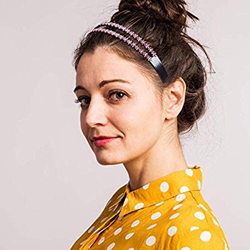 Yeshan Rhinestone Headbands for Women with Teeth Comb Headbands Crystal Non-slip Hair Hoop for Women Girls,Pack of 4