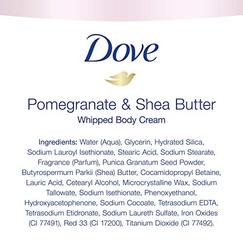 Dove Whipped Body Cream Dry Skin Moisturizer Pomegranate and Shea Butter Nourishes Skin Deeply, 10 Ounce (Pack of 3)
