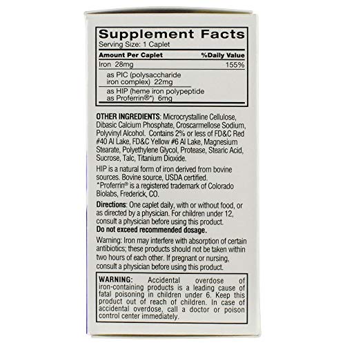 Feosol Complete Iron Supplement Caplets, Bifera Iron for High Absorption, Heme and Non-Heme Dual Action Minimizes Side…