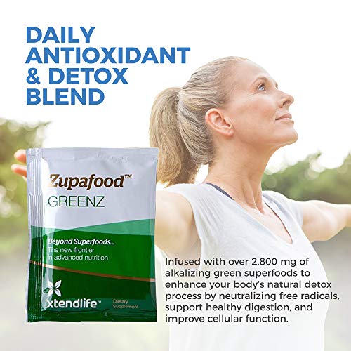 XTENDLIFE Zupafood GREENZ Powder – Organic Superfood Greens w/ spirulina, wheatgrass, chlorella & kiwifruit, Promote…