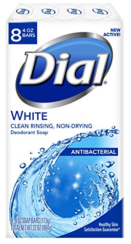 Dial Antibacterial Bar Soap, Refresh & Renew, White, 4 oz, 8 Bars