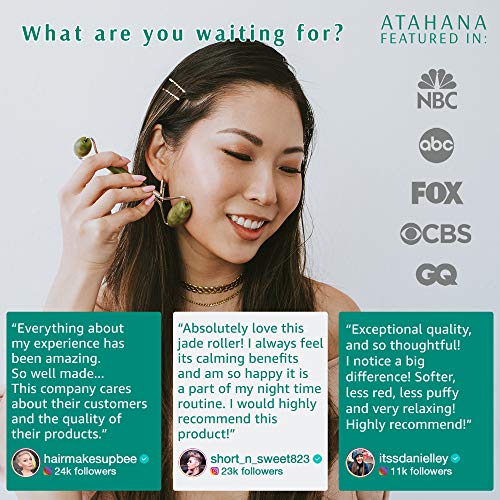 Atahana Jade Roller and Gua Sha Set w/ Fridge Case – 100% Natural Jade Stone Roller & Gua Sha – Video Tutorial & Ebook…