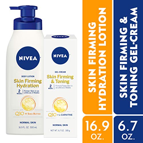 NIVEA Skin Firming Body Lotion Variety Pack with 16.9 Fl Oz Hydrating Body Lotion and 6.7 Oz Skin Firming Gel Cream