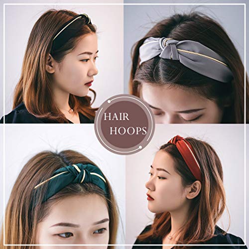 Jakawin Knot Headbands Cross Turban Hairband Vintage Head Wrap Elastic No Slip Hair Hoops Fashion Hair Accessories for…