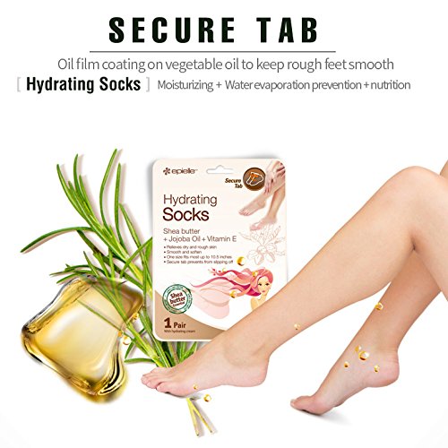 Epielle Hydrating Foot Masks (Socks 6pk) for foot cracked and dry heel to toe and callus Spa Masks – Shea butter…