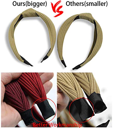Kisslife 10 Pack Wide Headbands Knot Turban Headband Hair Band Elastic Plain Fashion Hair Accessories for Women and…