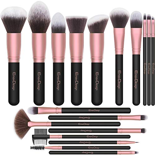 EmaxDesign Makeup Brushes,18 Pcs Professional Makeup Brush Set Premium Synthetic Brush Foundation Blush Concealer…