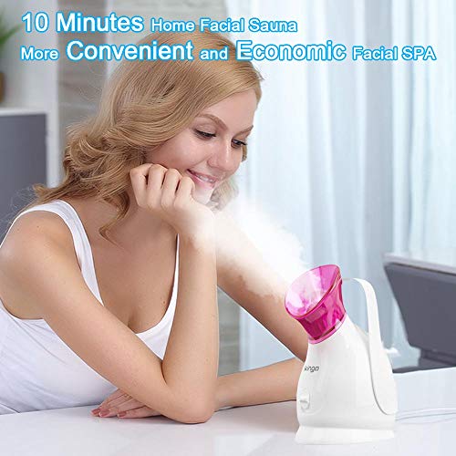 Facial Steamer Face Steamer KINGA Hot Mist Skin Moisturizing Opening Skin Pores Removing Blackhead Home SPA 5PCS Skin…