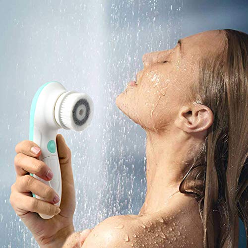 Waterproof Facial Cleansing Spin Brush Set with 3 Exfoliating Brush Heads – Complete Face Spa System by Fancii…