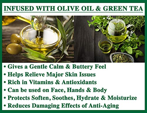 Olivia Care Bath & Body Bar Green Tea Soap 4 Pack Gift Box Organic, Vegan & Natural Contains Olive Oil Repairs, Hydrates…