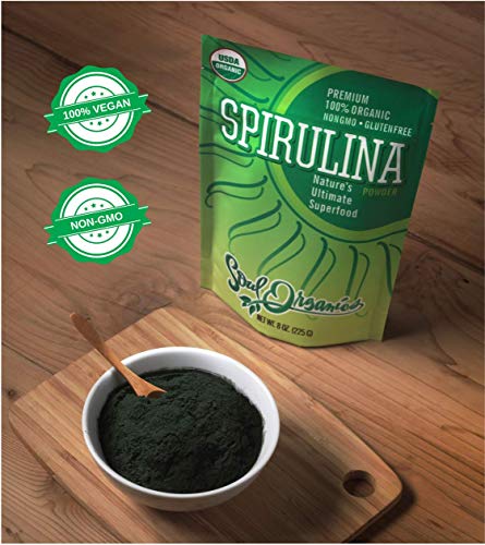 Organic Spirulina Powder Pure and Raw – Purest Green Algae Superfood, Supports Vitality and Glowing Skin, Hair and Face…