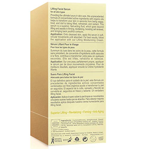 Gratiae organic lifting facial serum, Vitamin C serum, skin care, vitamin E oil, retinol, anti aging serum, face…