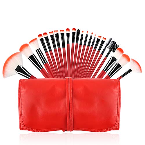 Makeup Brushes Set, Essential Red Makeup Brush 22pcs Foundation Kabuki Blush Fan Eyeshadow Brushes Compatible with…